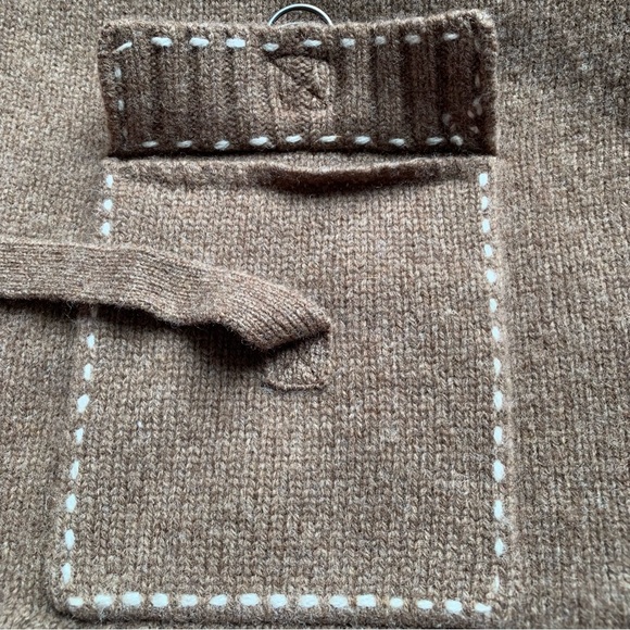 Paraphrase belt & zip closure brown wool cardigan with 2 front pockets, XL - Picture 7 of 9